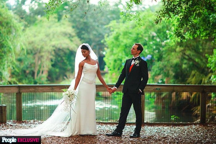 J'Tia Taylor and Graeme Ross Hart on their wedding day