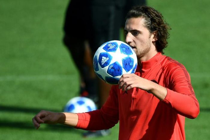 Adrien Rabiot at a PSG training session - he has been frozen out by the club after refusing to sign a new contract