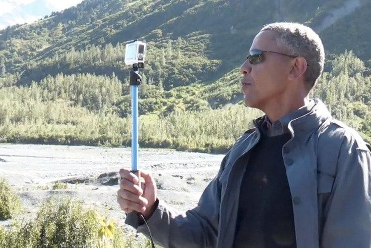 Barack Obama uses selfie stick in Alaska
