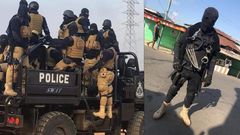 Masked National Security personnel at the polling station