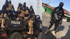 Masked National Security personnel at the polling station