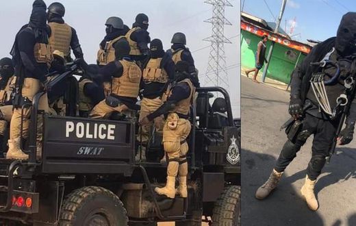 Masked National Security personnel at the polling station