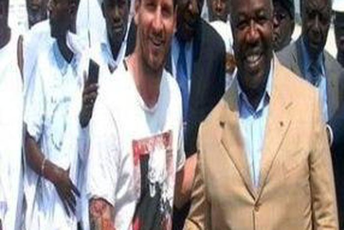 Lionel Messi shortly after laying the foundation stone