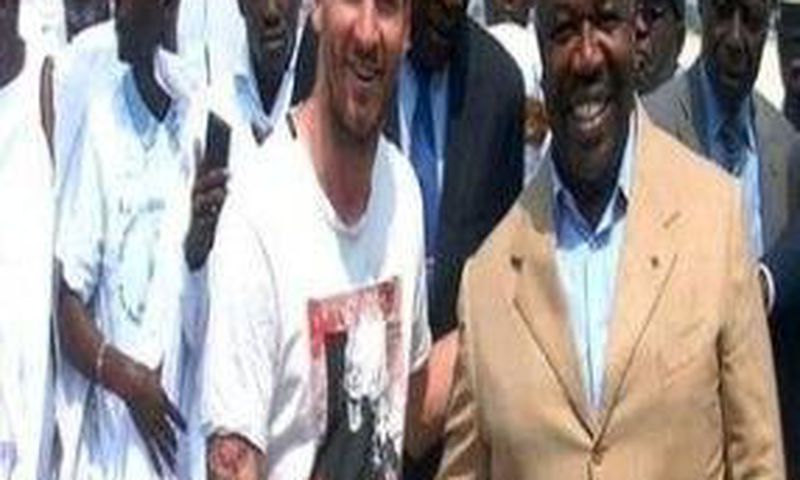 Lionel Messi shortly after laying the foundation stone