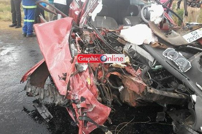 One of the cars involved in the accident