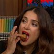 Salma Hayek eating fried frog on ' Watch What Happens Live'