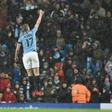 High five: Kevin de Bruyne scored in Manchester City's 5-0 win over Burnley