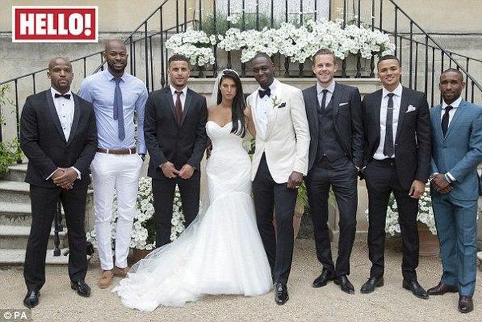 The newlyweds, Alton Thelwell, Anthony Gardner, Kyle Walker, Kavanagh, King, Gylfi Sigurdsson, Jermaine Jenas and Jermain Defoe