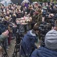 Members of the media film the dissection of a lion at Odense Zoo in Odense, Denmark October 15, 2015.
