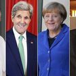 Pope Francis, John Kerry, Angela Merkel and Mohammad Javad Zarif.