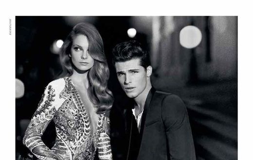 Eniko Mihalik and Edward Wilding front Balmain Homme Fragrance ad campaign