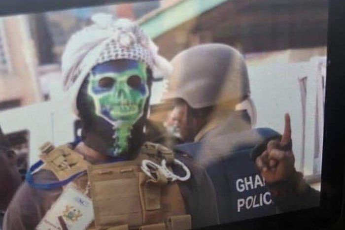 Masked man as a security personnel at the Ayawaso West Wuogon by-election