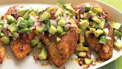 Cayenne spiced chicken with avocado salsa