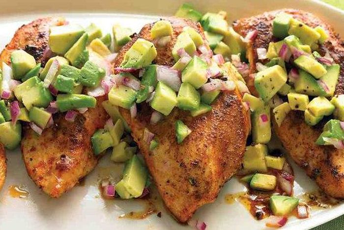 Cayenne spiced chicken with avocado salsa