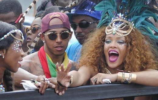 Rihanna and Lewis Hamilton at the Crop Over festival