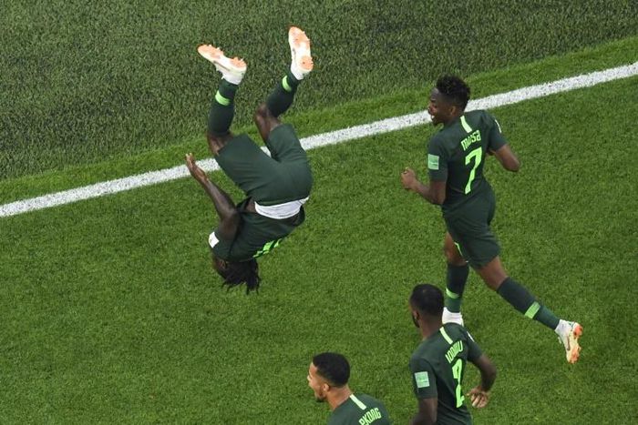 Nigeria's Victor Moses after scoring against Argentina