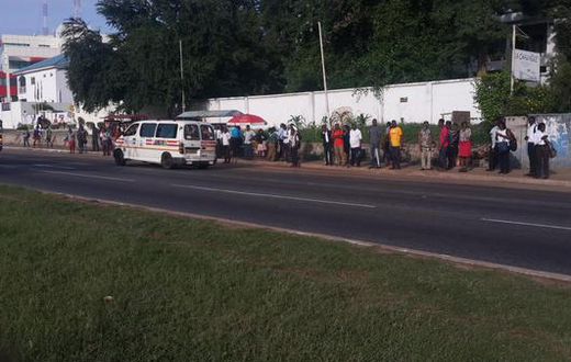 Some of the passengers stranded at Shangri-la bus stop in Accra