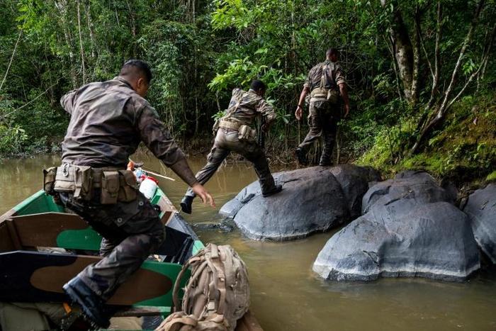 The French military help patrol French Guiana's jungle to drive out illegal gold prospecting