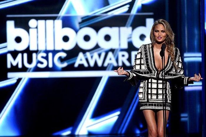 Chrissy Teigen on stage of the Billboard Music Awards 2015