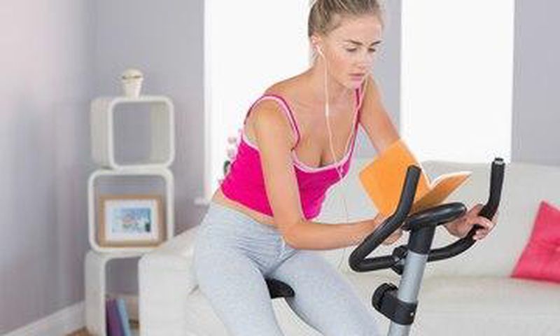 Multitasking on a stationery bike