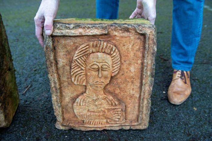 One of the two limestone Visigoth reliefs recovered by a Dutch art detective