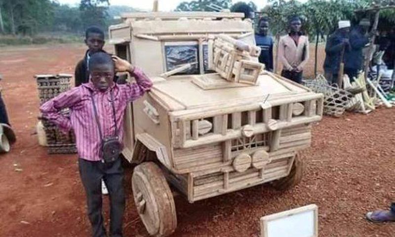 Car built out of cartons