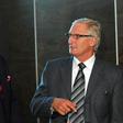 Steve Komphela (L), the coach of South African Premiership club Golden Arrows, pictured with former national coach Gordon Igesund