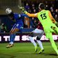 Head for success: Toby Sibbick heads the ball in to score the final goal of Wimbledon's 4-2 win over West Ham in the fourth round of the FA Cup on Saturday