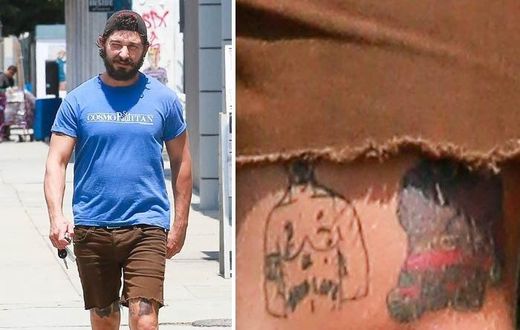 Shia LaBeouf tattoos Tupac Shakur on his left thigh