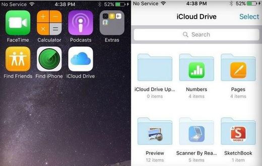 iCloud Drive app on iOS 9