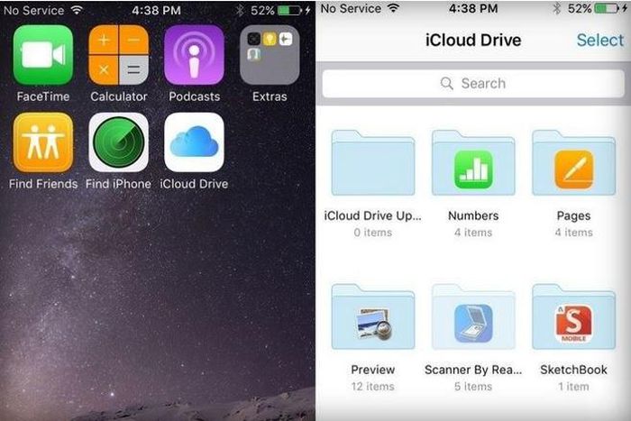 iCloud Drive app on iOS 9