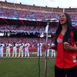 Ciara performin the national anthem at 2015 MLB All-Stars Game at the Great American Ball Park in Cincinnati, Ohio