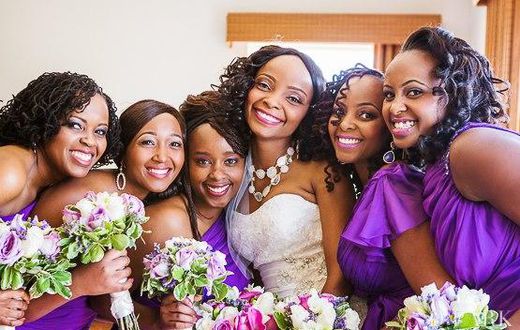 A bride with her bridesmaids