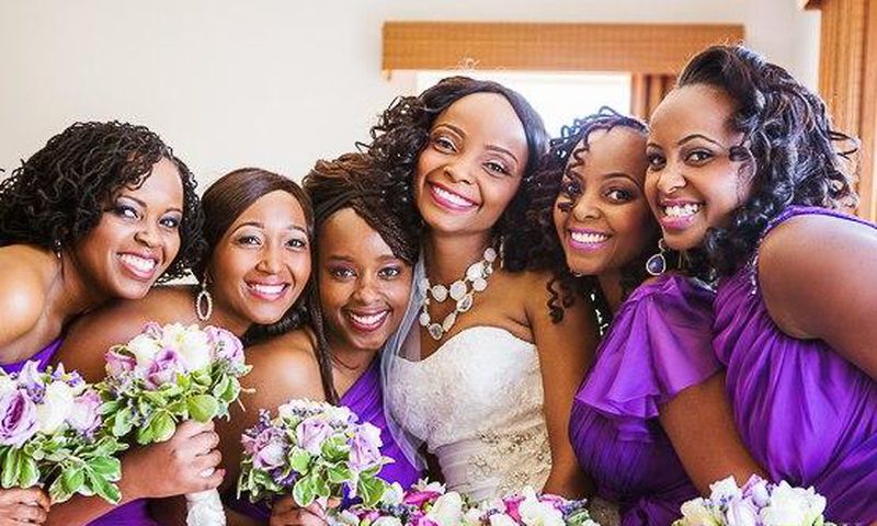 A bride with her bridesmaids
