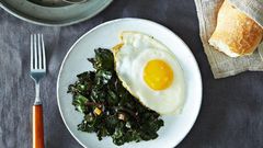 beet-greens with fried egg