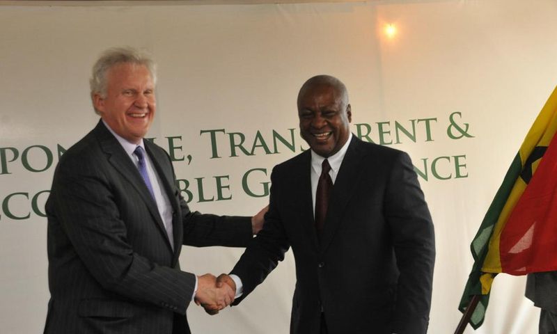 President John Dramani Mahama with Jeff Immelt