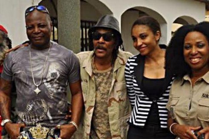 Area father, Charly Boy with Majek Fashek and friends