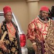 Zulu Adigwe and Pete Edochie on the set of Forbidden Land