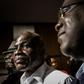 At odds: Martin Fayulu (left) and Felix Tshisekedi pictured at talks with the African Union in Kinshasa on January 2
