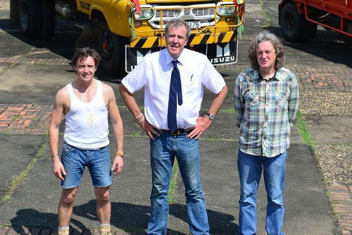 Now former Top Gear hosts, Hammond, Clarkson and May.