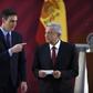 Mexico's President Andres Manuel Lopez Obrador (R) and Spain's Prime Minister Pedro Sanchez gesture during a joint press conference at the National Palace in Mexico City on January 30, 2019