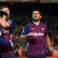 Lionel Messi celebrates with Jordi Alba after scoring on Sunday