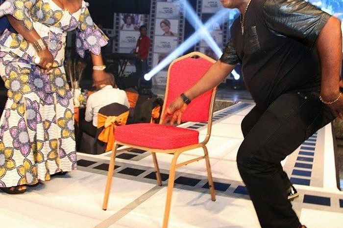 Patience Ozokwor and John Okafor aka Mr Ibu enjoying a dance routine at the Africa Magic Igbo launc in Enugu