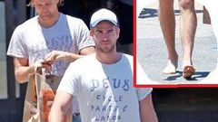 Liam Hemsworth goes barefoot in Malibu