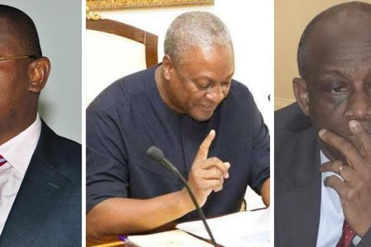 Former NHIA boss Sylvester Mensah, President John Mahama and Finance Minister Seth Terkper