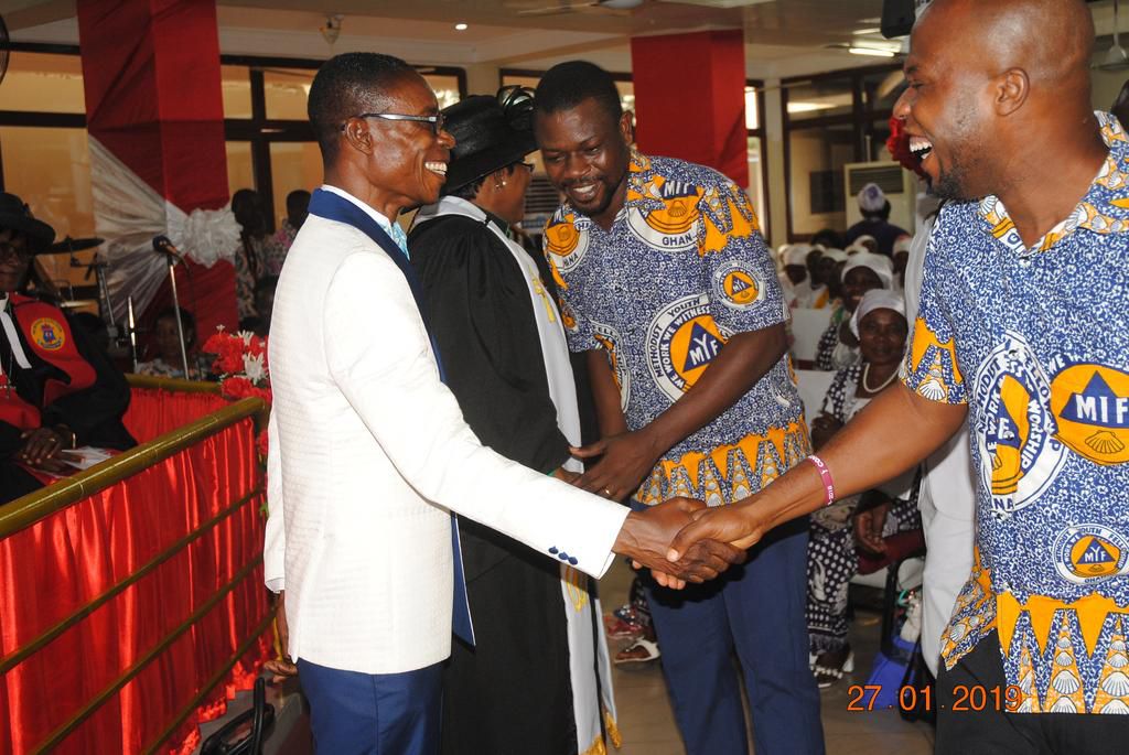 Super Minister, ably supported by husband as church leaders congratulate her on her new office