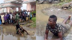 A Nigerian soldier brutalising a young man