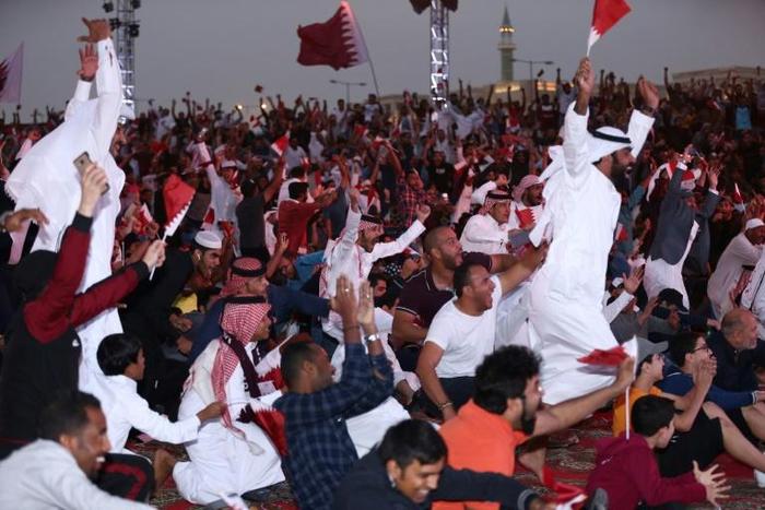 Qatari fans cheer as their national won the Asian Cup