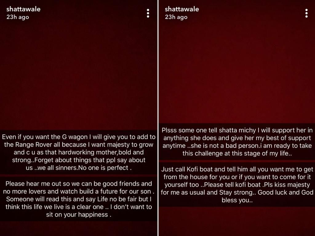 Shatta Wale Snapchat posts