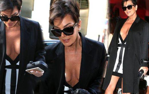 Kris Jenner goes bra less in Paris, France
